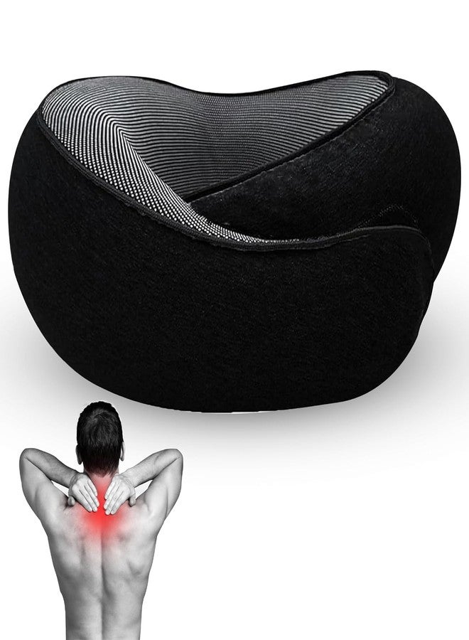 Zollyss Neck Travel Pillow | Memory Foam Neck Pillow for Comfort on Airplane | Compact and Ergonomic Design for Travel, Car Rides, and Home Use | Ideal for Adults and Kids (Pack of 1) (Black) - Image 1